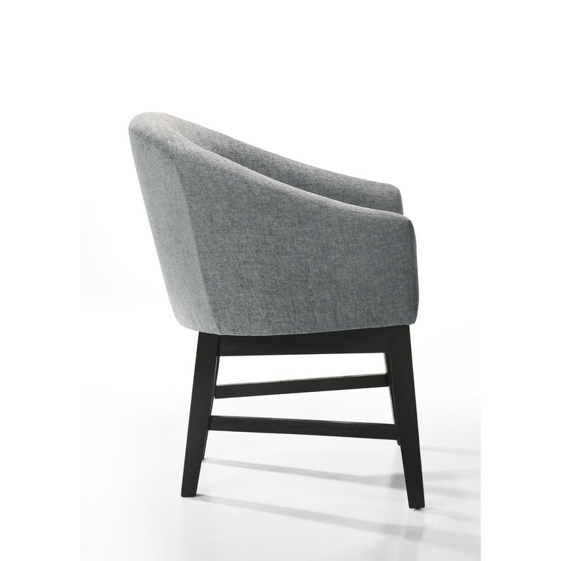 Haven Set of 2 Gray Fabric Barrel Dining Chair with Black Finish Legs