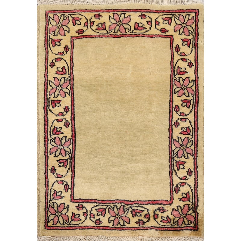Geometric Oriental Wool Gabbeh Kashkoli Area Rug Hand-knotted Carpet - 1'11" x 2'6"