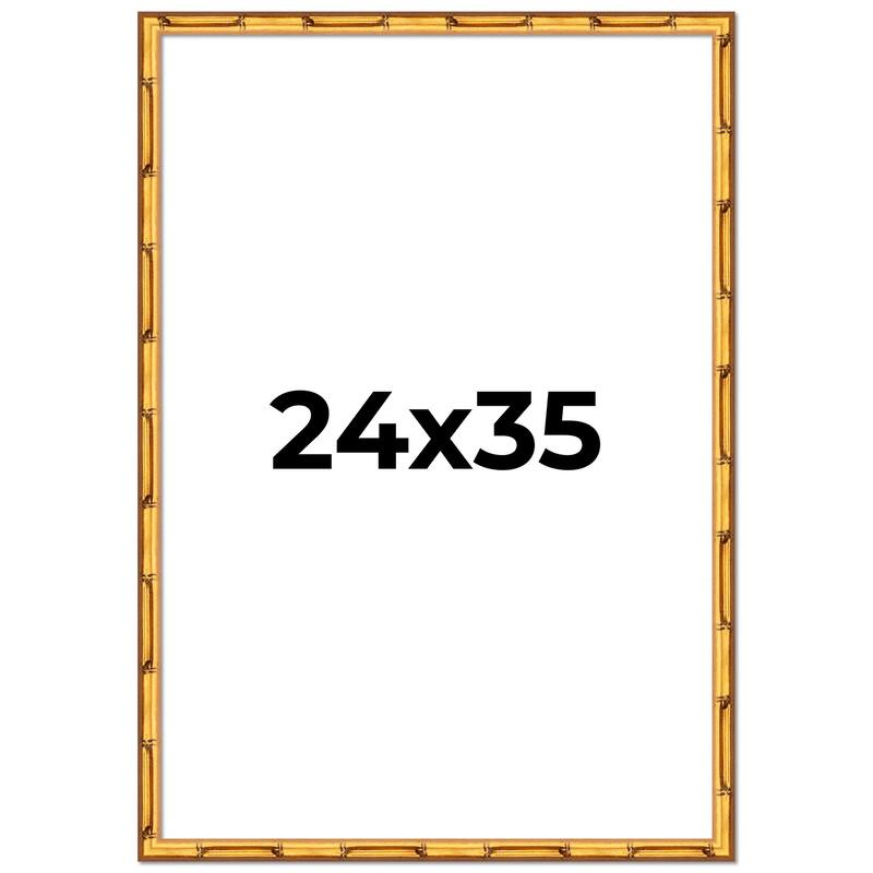 24x35 Frame Gold Bamboo Picture Frame Modern Photo Frame Includes UV Acrylic Shatter Guard Front Acid Free Foam Backing Board