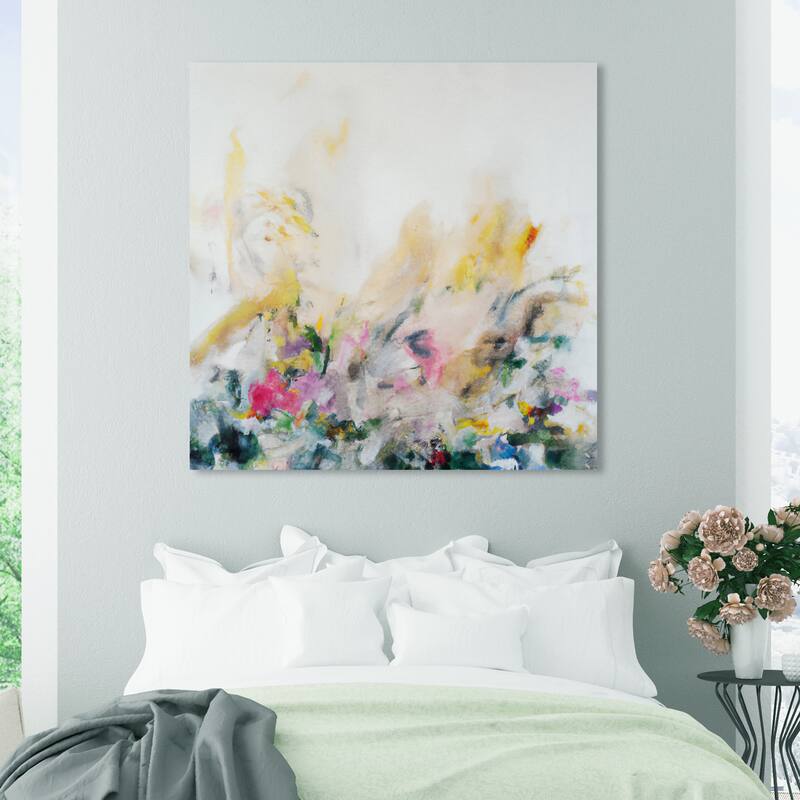 Wynwood Studio Canvas Abstract Blurred Happiness Yellow and Dark Yellow Modern & Contemporary Wall Art Canvas Print - 40 x 40