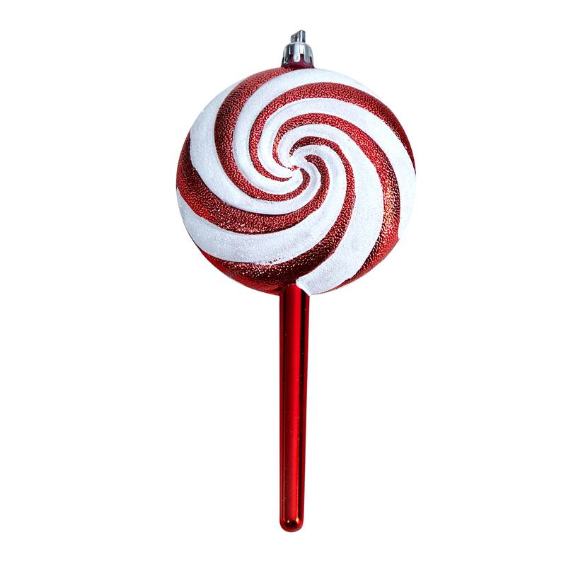 4ct White and Red Shatterproof 2-Finish Christmas Candy Ornaments 7"