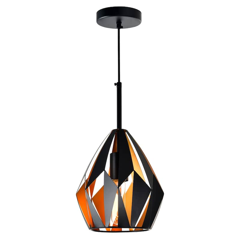 Oxide 1 Light 8in Black & Copper Down Mini Pendant - Black/Copper - Black/Copper