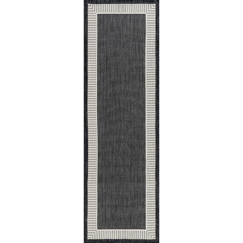 Exo Coastal Striped Border Indoor/ Outdoor Area Rug