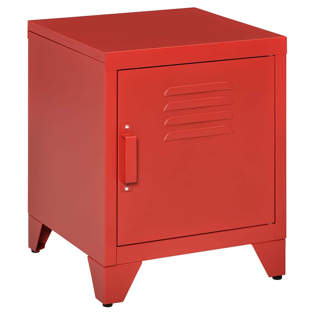 Industrial End Table Side Table With Locker-Style Door And Adjustable Shelf