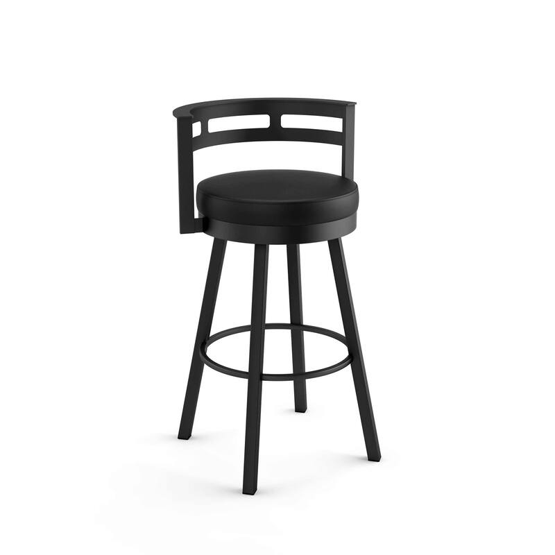 Amisco Render Swivel Counter Stool - Black Faux Leather / Black Metal