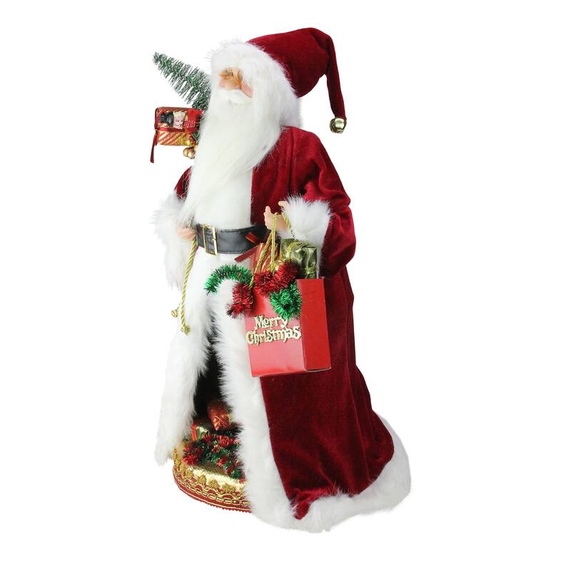20" Red White B/O Musical Santa Claus LED Scene Figurine