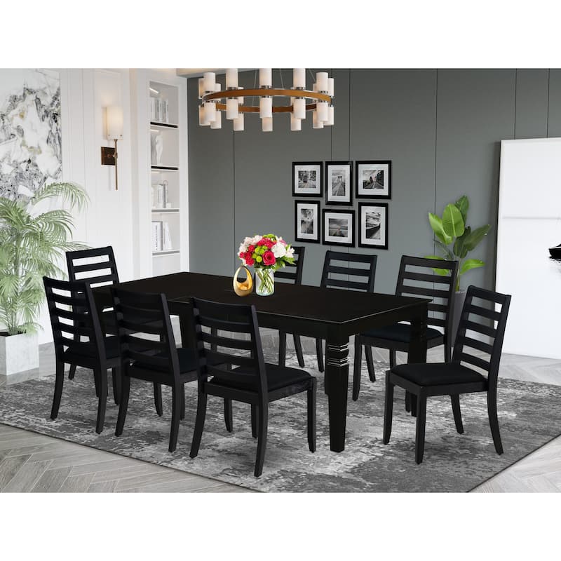 East West Furniture Dining Set Includes a Rectangular Table and Stackable Modern Chairs, Black (Pieces & Seat Type Options) - LGX19-BLK-24