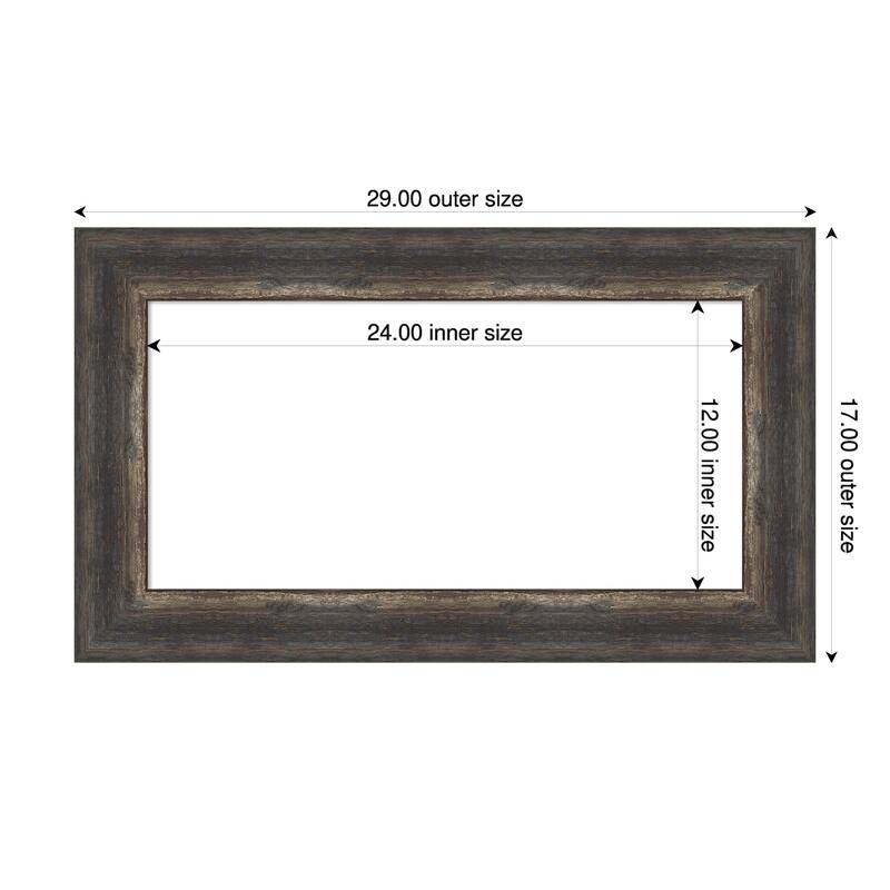 Amanti Art Bark Rustic Char Framed Dry Erase Magnetic Board - 29 x 17 in - Bark Rustic Char