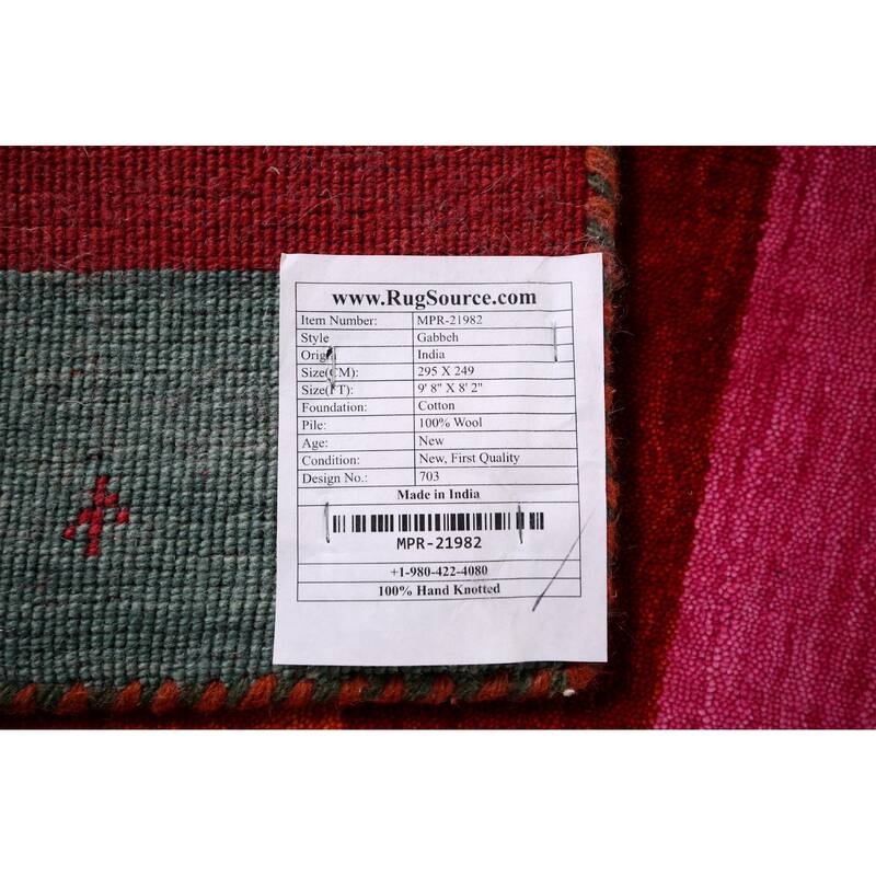 Striped Gabbeh Indian Area Rug Handmade Multi-Color Wool Carpet - 8'2" x 9'8"