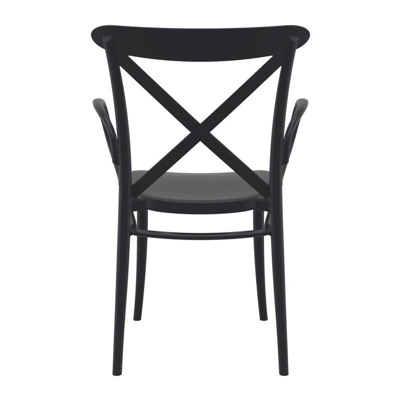 34.25" Black Cross Stackable Patio XL Dining Armchair