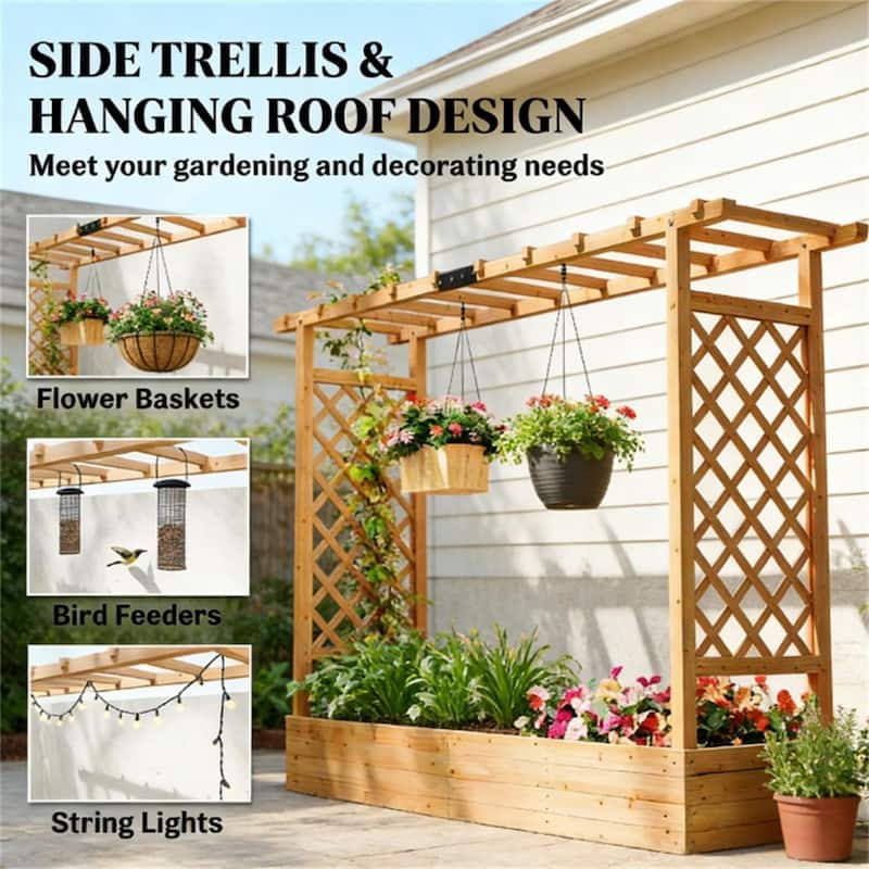 Wooden Flowerpot Box with Trellis, Planting Box, Plant Rack