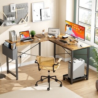 L-Shaped Desk,Computer Corner Desk,PC Gaming Desk Table with Side Storage Bag
