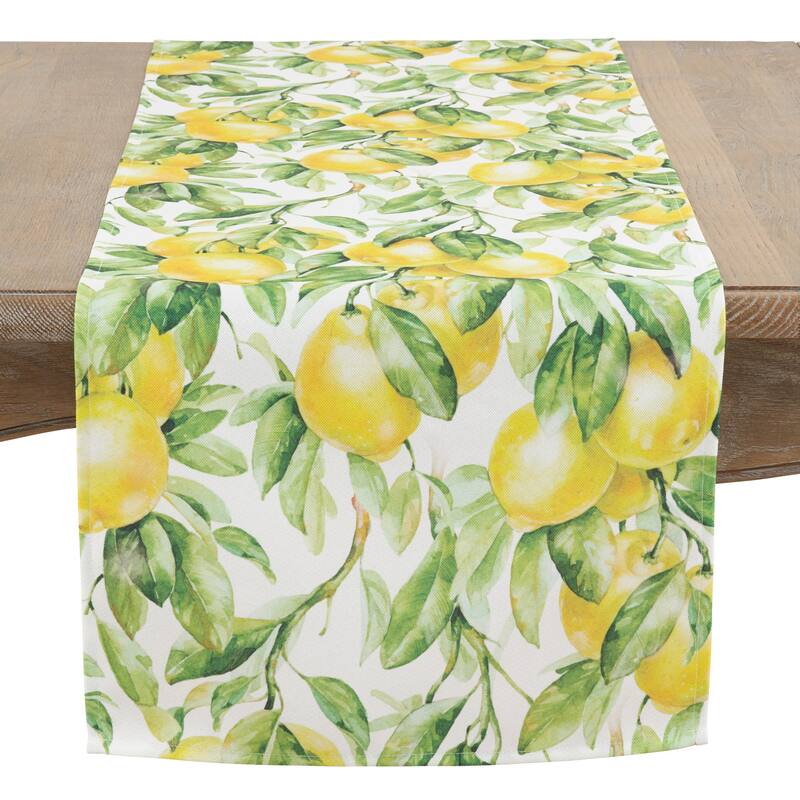 Long Table runner With Printed Lemon Design - 16" x 90"