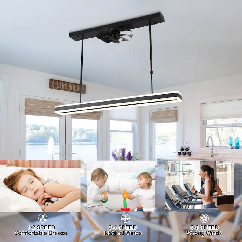40" Modern LED Fan Light for Kitchen Island and Dinning Area, 3 Color Tone Dimmable LED Light with Quiet DC Ceiling Fan