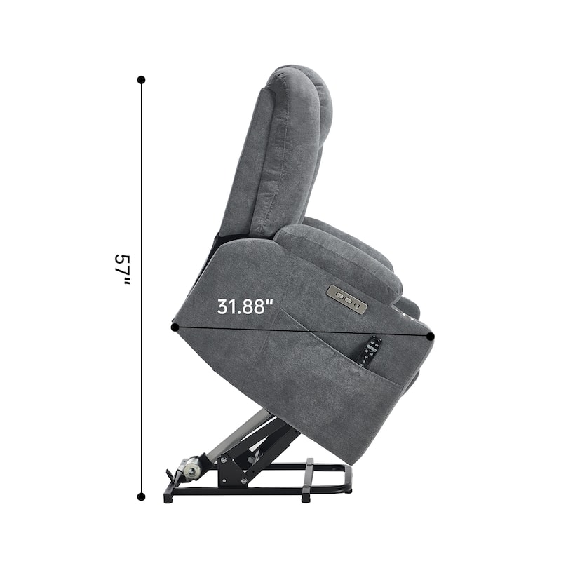 Power Lift Recliner Chair with Massage & Heat, Heavy Duty Electric Recliner, Recliner Chair with USB Ports & 2 Cup Holders