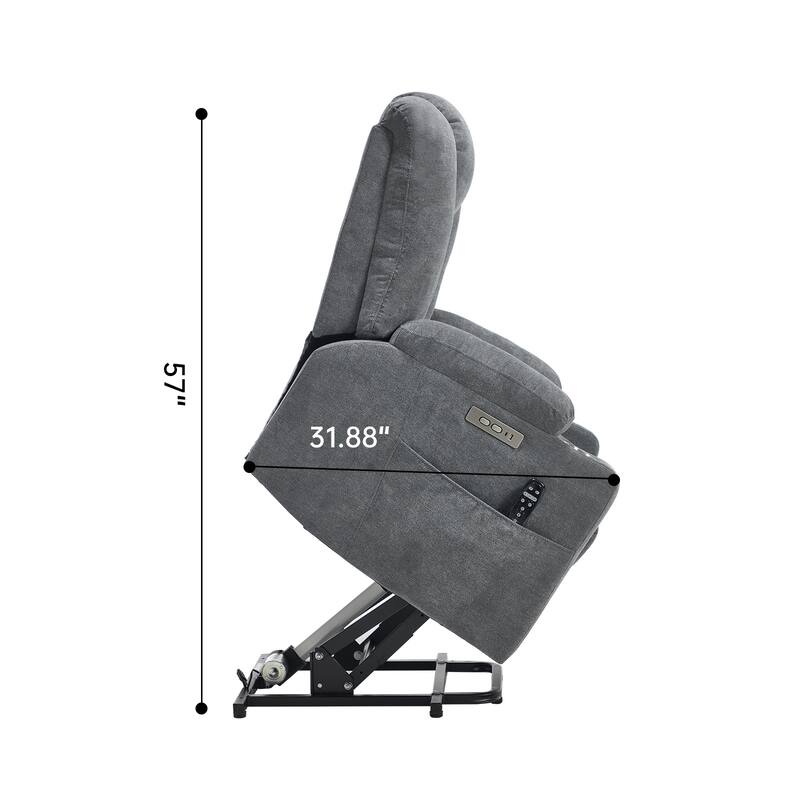 Roomfitters Oversized Power Lift Recliner, Massage Chair with USB A & C Ports and Dual Steel Cup Holders