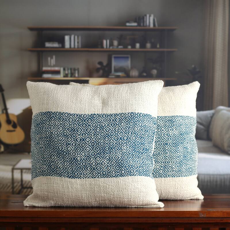 Novica Handmade Diamond Petals Cotton Cushion Covers (Pair)