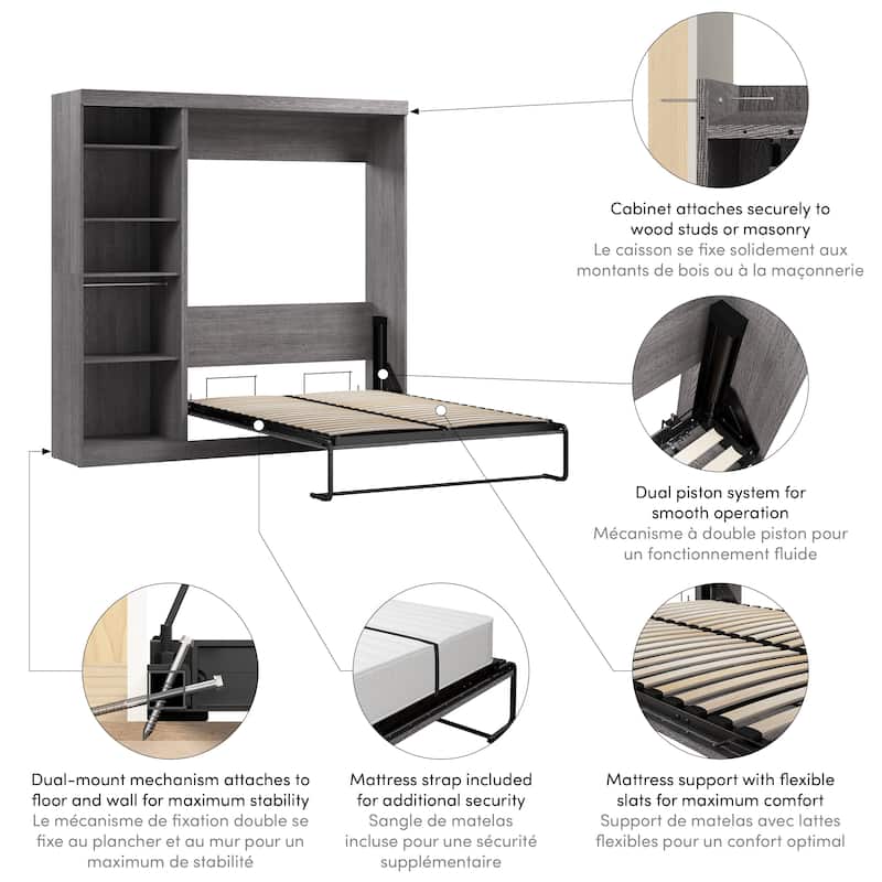 Nebula Full Murphy Bed with Closet Organizer (84W) by Bestar