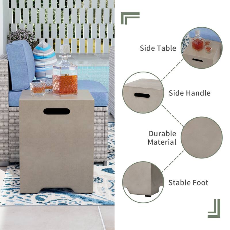 COSIEST 2-Piece Outdoor Square Green Patio Fire Table With Tank Cover