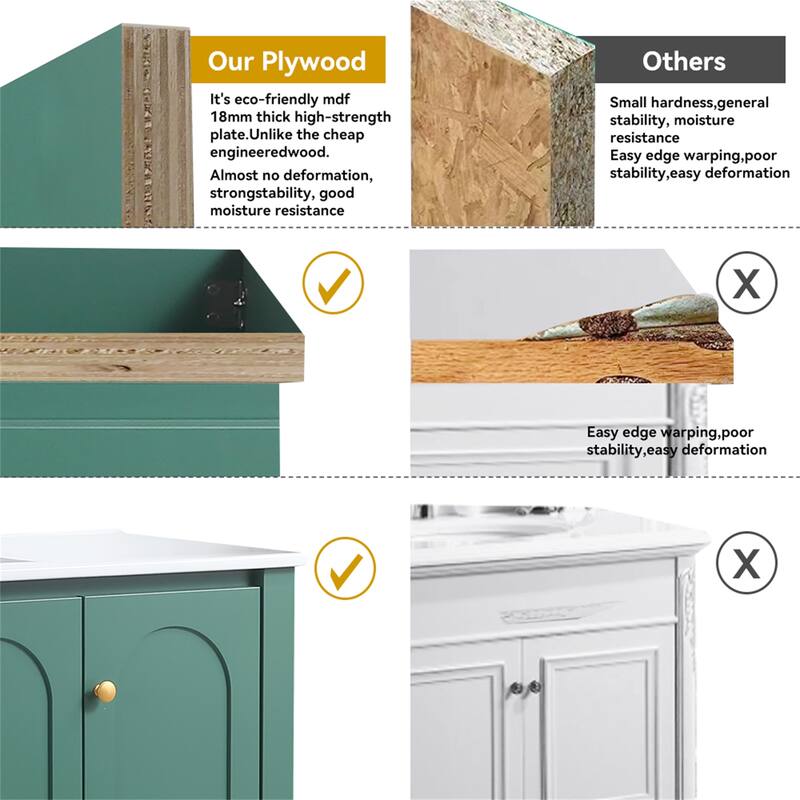 48" Green Bathroom Vanity with Ceramic Sink Combo