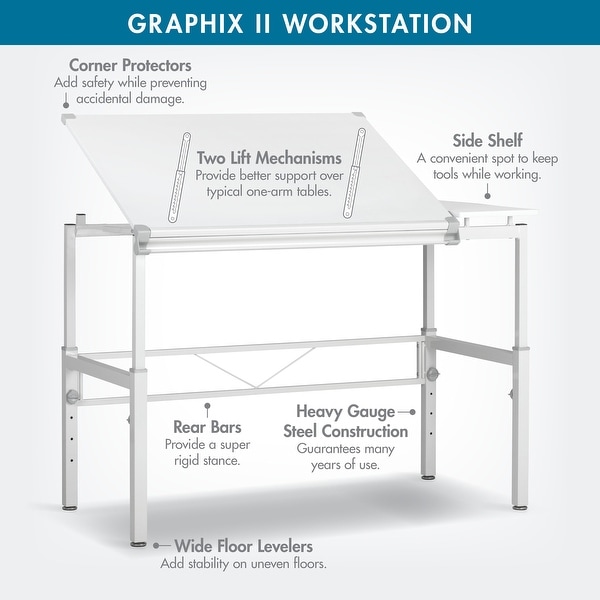 Studio Designs Graphix II White Drafting Drawing Work Station