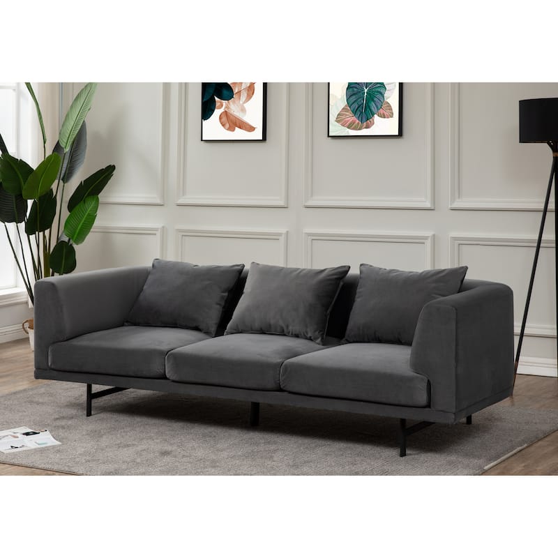 SAFAVIEH Home Marcy Velvet Sofa - 90"W x 36"D x 28"H - Grey