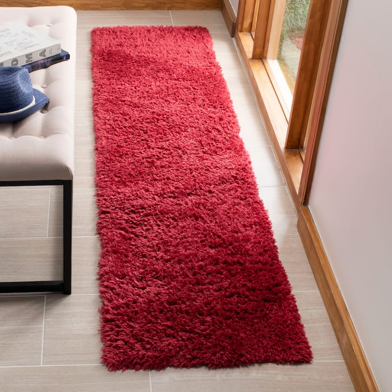 SAFAVIEH Madrid Shag Soledad Solid 2-inch Thick Rug - 2' x 12' Runner - Red