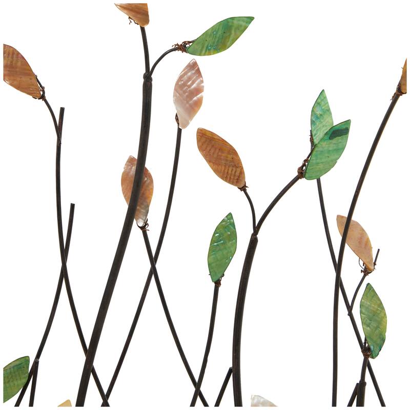 Whimsical Black Metal Leaf Sculpture with Black Base