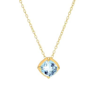 Victoria Townsend Gold over Sterling Silver Blue Topaz Cushion Necklace