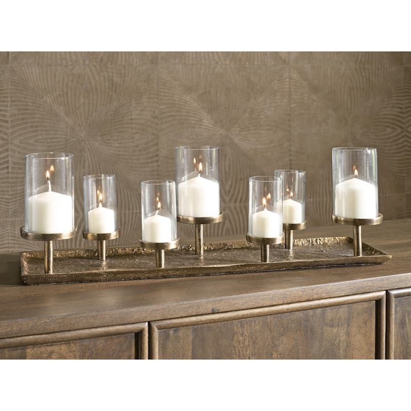 Signature Design by Ashley Wallmond Brown/Clear Candle Holder - 25.88" W x 6.63" D x 8.13" H - Brown/Clear - 25.88" W x 6.63" D x 8.13" H