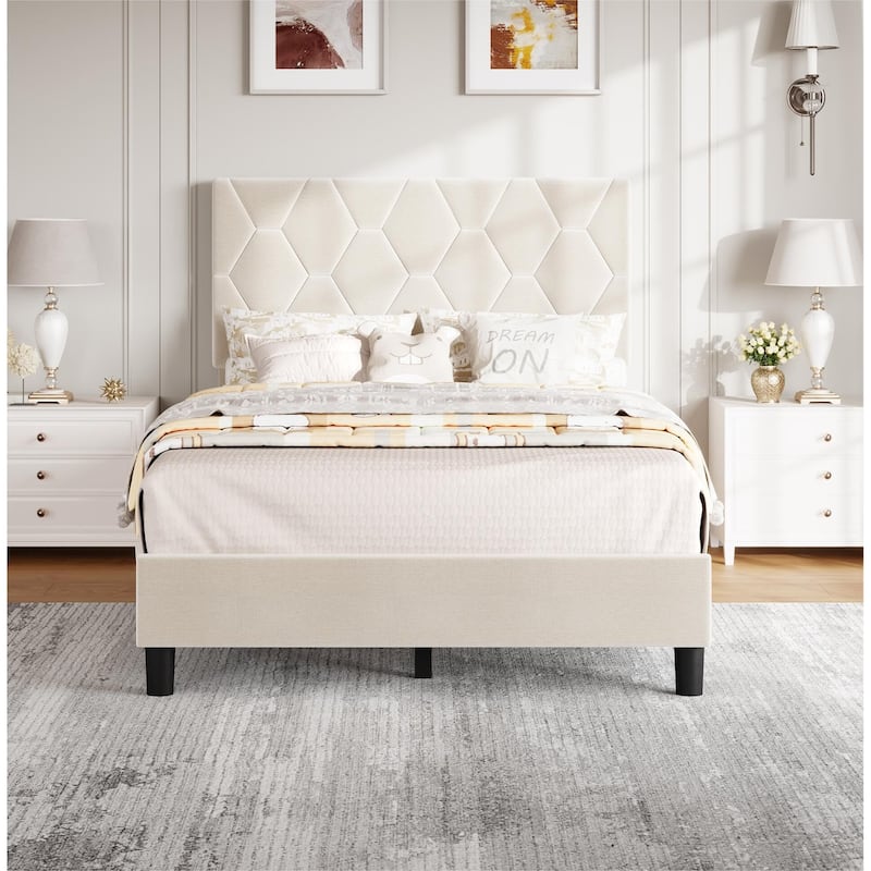 Heavy-Duty Full Platform Bed Frame with Strong Wood Slats