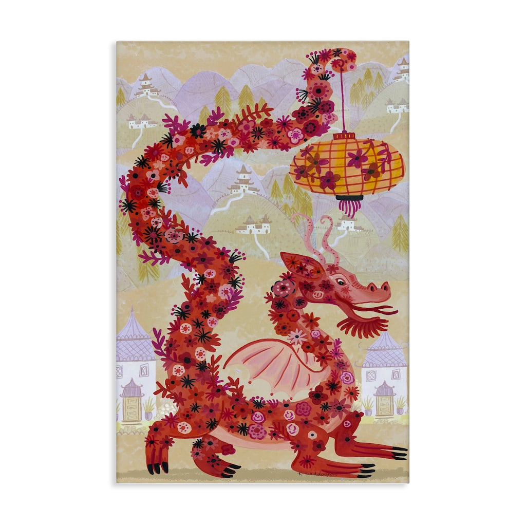 Stupell Dragon & Lantern Mythology Canvas Wall Art Design By Kay Widdowson