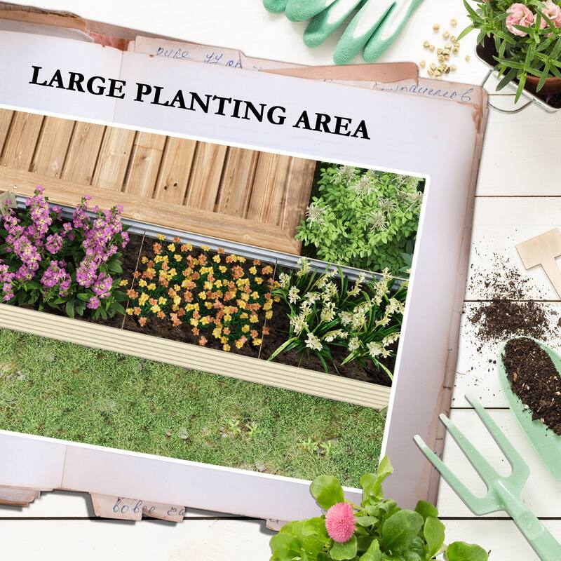 Outsunny 8x2x2ft Galvanized Raised Garden Bed Kit, Outdoor Metal Elevated Planter Box with Safety Edging, Large Raised Bed