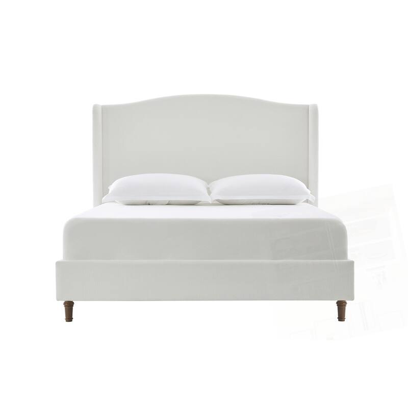 Upholstered Wingback Headboard Bed Platform Bed No Box Spring Needed