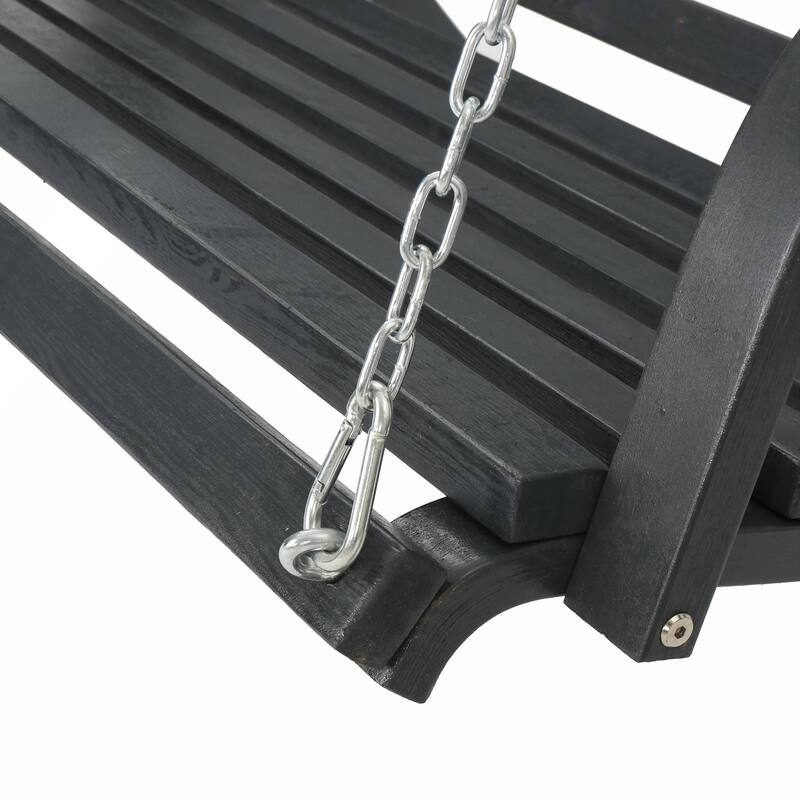 Wood Swinging Loveseat with Chains and Beam for Outdoor Relaxation