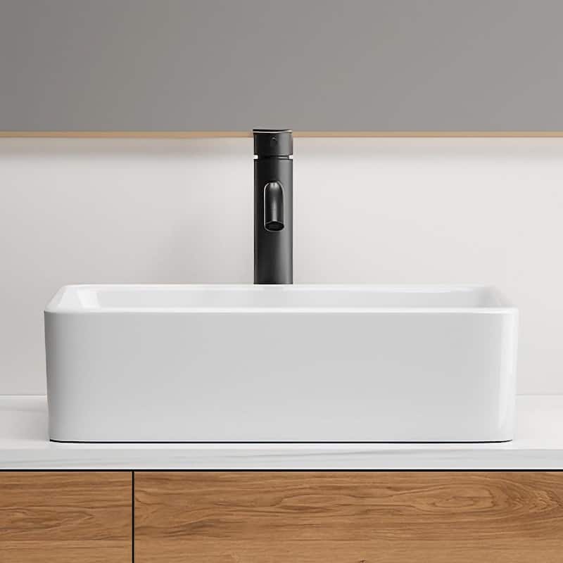 Modern Rectangular Countertop Ceramic Bathroom Sink