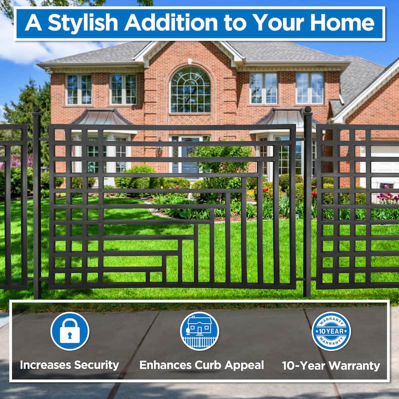 ALEKO Garden Yard Modern Kyiv Style Steel Fence Set of 2
