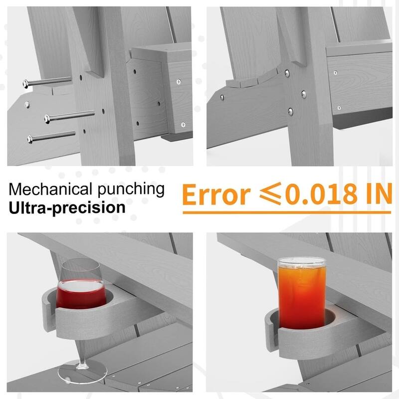 WINSOON 3-Piece All Weather HIPS Outdoor Cup Holder Adirondack Chairs and Table Set