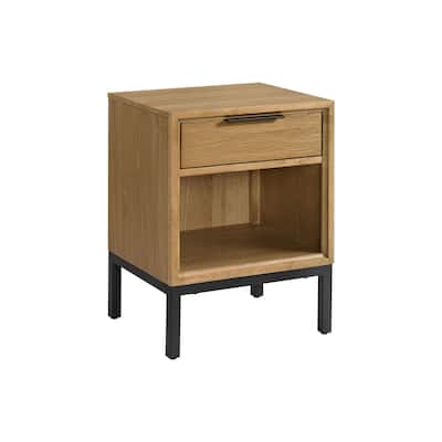 Newport 1-Drawer Wood Nightstand, Natural Oak