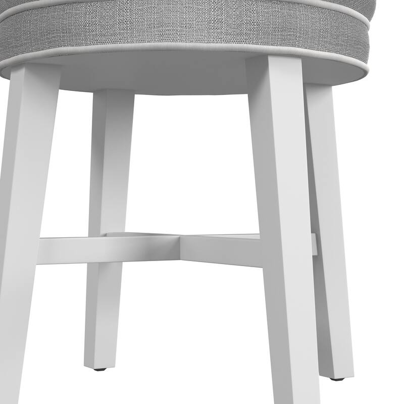 Hillsdale Furniture Sophia Tufted Backless Vanity Stool, White with Linen Gray Fabric - White & Linen Gray - 16" x 16" x 18"
