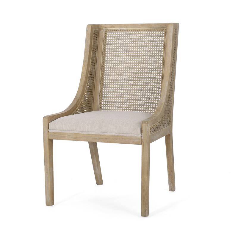 Sorenza 7pc Dining Set with Cane Rattan Dining Chairs and Rubberwood Table by Christopher Knight Home