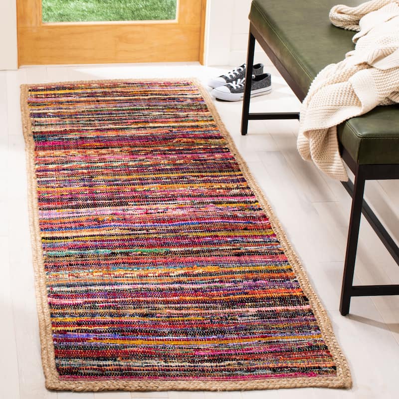 SAFAVIEH Handmade Montauk Ophely Casual Cotton Rug - 2'3" x 7' Runner - Multi/Natural