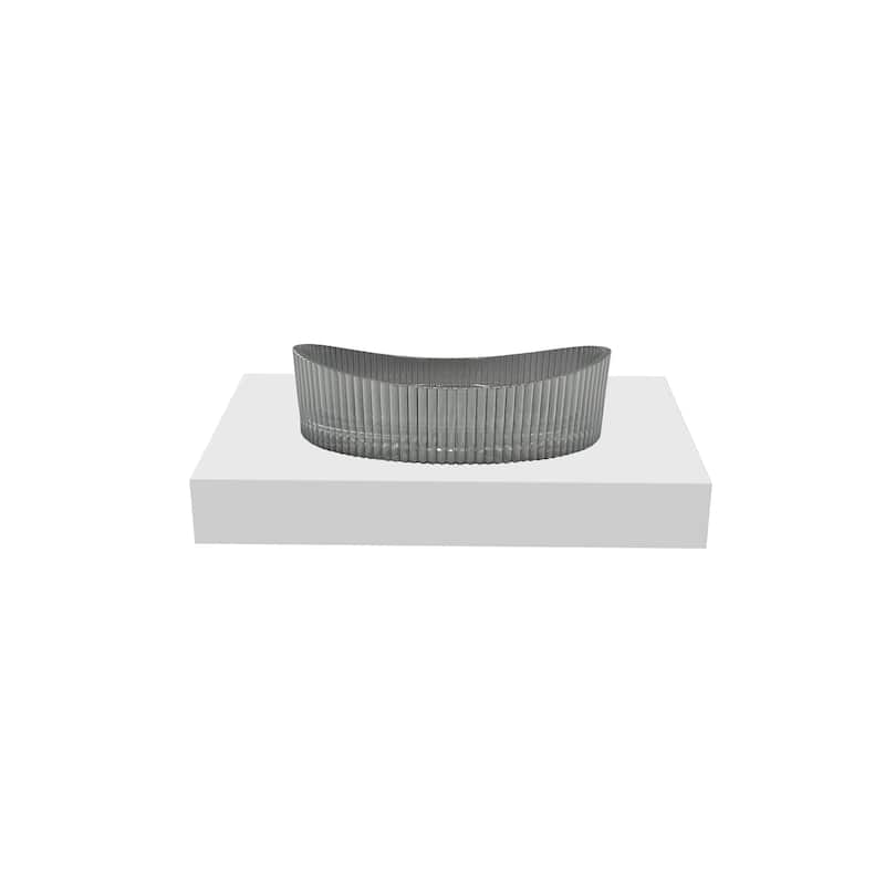 Decorative 20" Oval Crystal Vessel Sinks With White Base