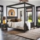 preview thumbnail 2 of 9, Monson Black Finish Metal Canopy Queen Bed by iNSPIRE Q Modern