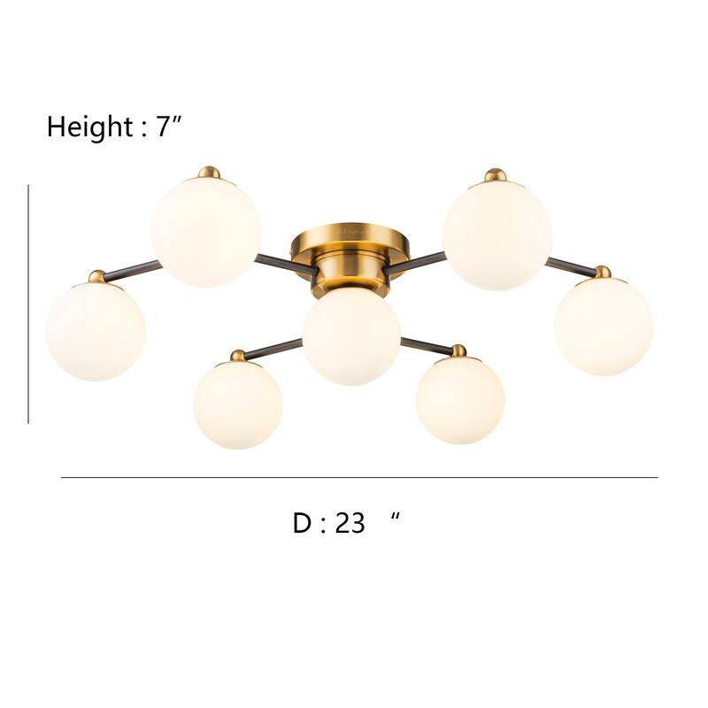 Enzo 7-Light Mid Century Modern Semi Flush Mount Ceiling Light - 23 in. Wide