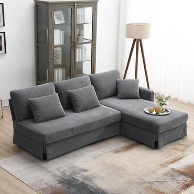 Interchangeable Chaise Skirted L-Shaped Sofa for Living Rooms, Guest Rooms, Space-Saving Style.
