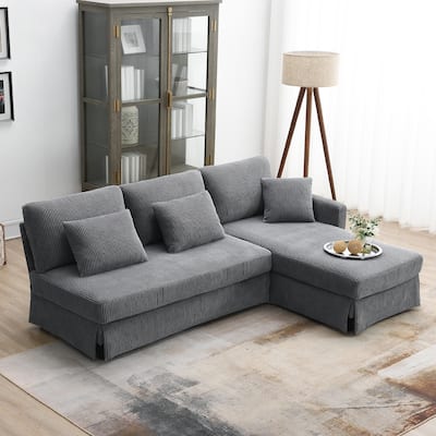 Modern 4-Seat L-Shaped Convertible Sofa with Reversible Chaise and Pillows