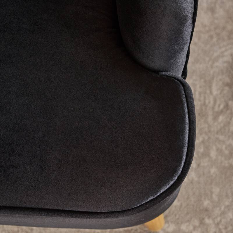 Black Modern 27.5" Upholstered Club Chair with Rubber Wood Legs for Living Room