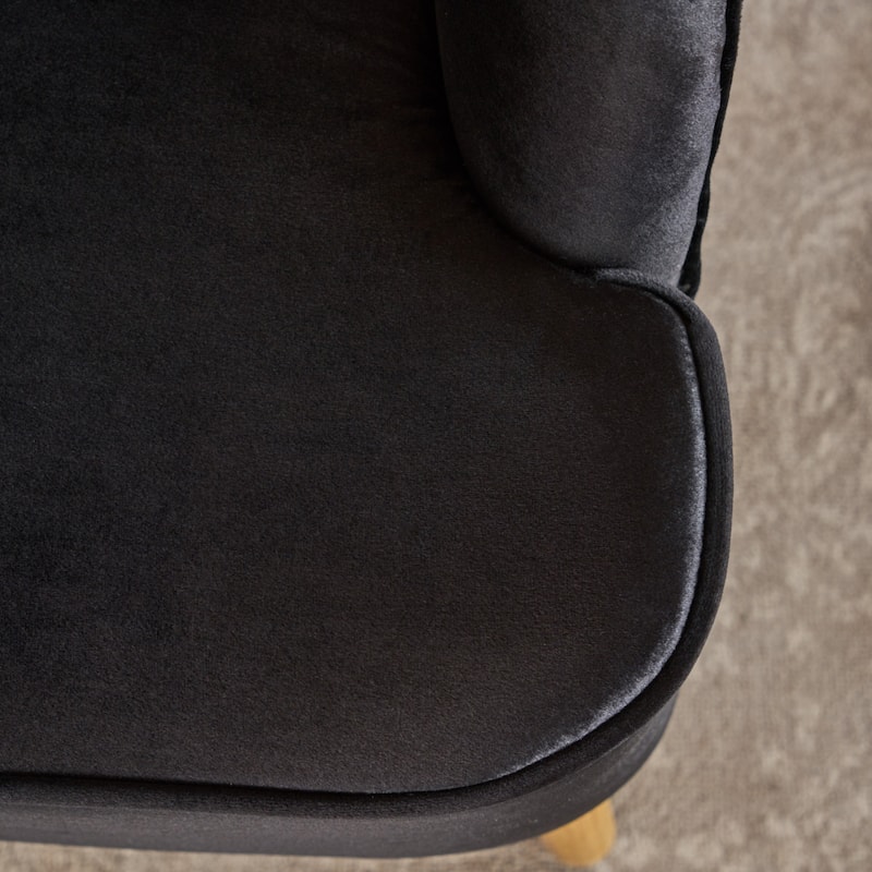 Roomfitters Modern Velvet Accent Chair, Upholstered Barrel Chair with Wooden Legs
