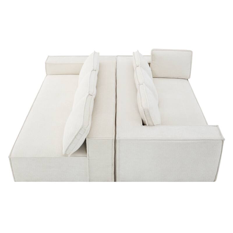 Oversized L-Shaped Modular Sectional Sofa, Wrinkle-Resistant Chenille 6 Seat Cloud Sofa, Full Compression Deep Seat Corner Sofa